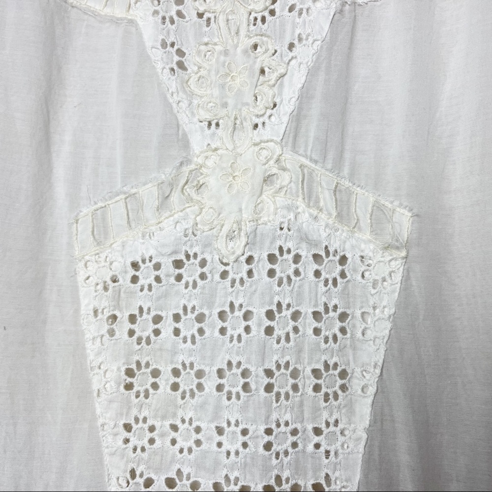 Free People eyelet lace sleeveless top‎ tunic blouse white ivory tiered boho - Picture 6 of 11